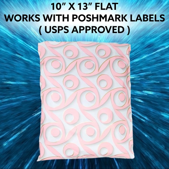 50 10X13 Pink Swirl Poly Mailers - Picture 2 of 6